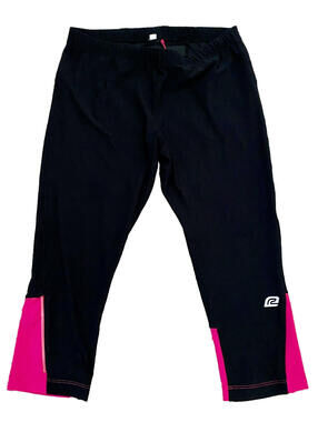 RoadRunner Sports Black Pink Capri Leggings Athletic Fitted Pants Activewear M
